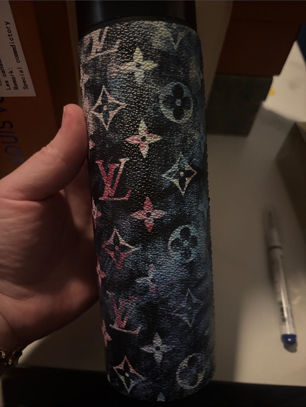 Monogram Graffiti Tumbler — Black with Pink & White Accents - Picture 4 of 6